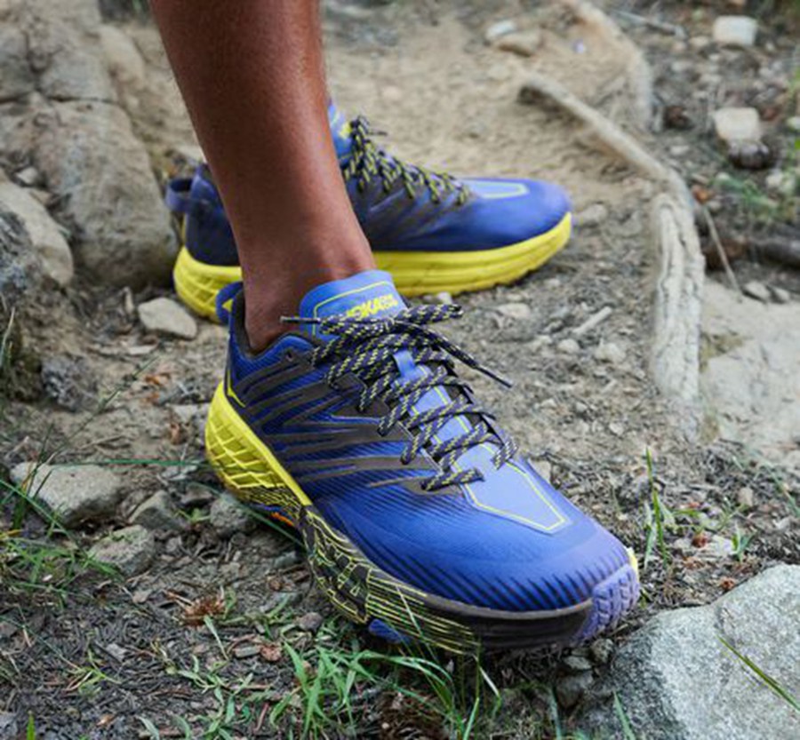 Hoka One One Trailsko Herre - Speedgoat 4 - Blå/Grøn - 234197DXJ